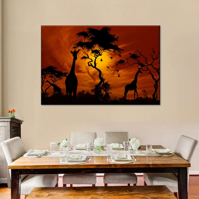 ElephantStock Silhouetted African Giraffes Wall Art