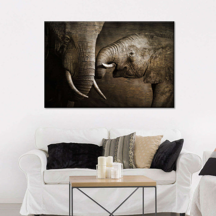 ElephantStock Affectionate Elephants Wall Art