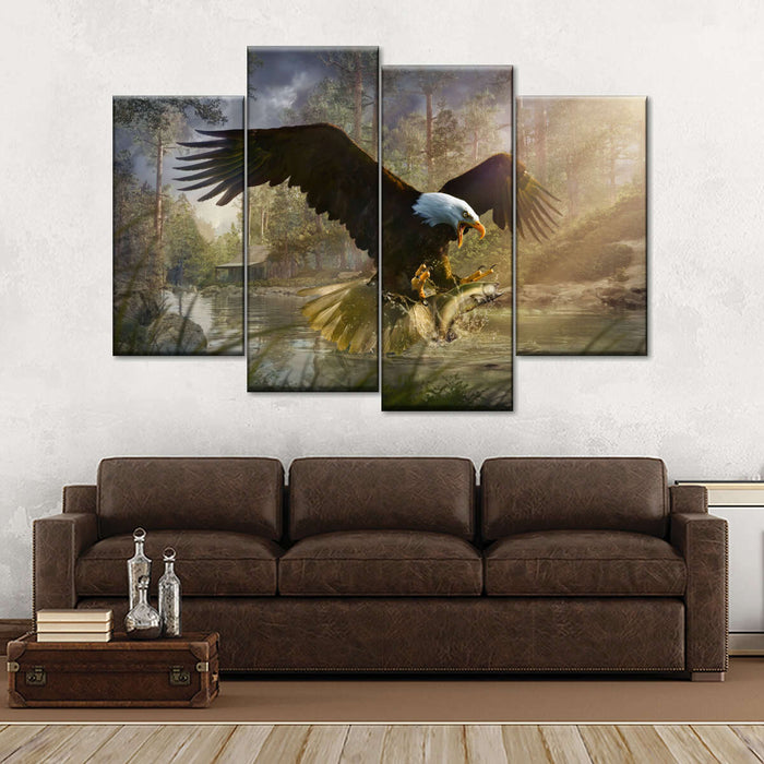 ElephantStock Bald Eagle Catching Fish Wall Art