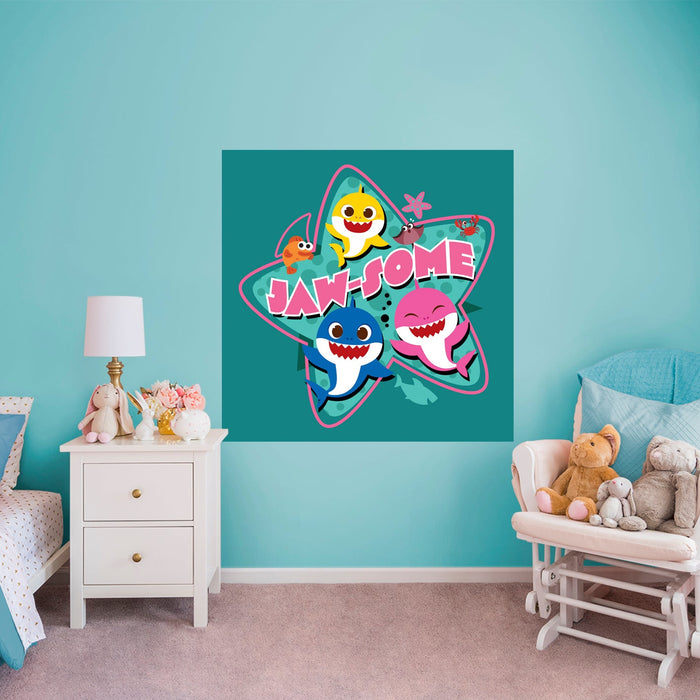 Fathead Baby Shark: Happy Friends Poster - Officially Licensed Nickelodeon Removable Adhesive Decal