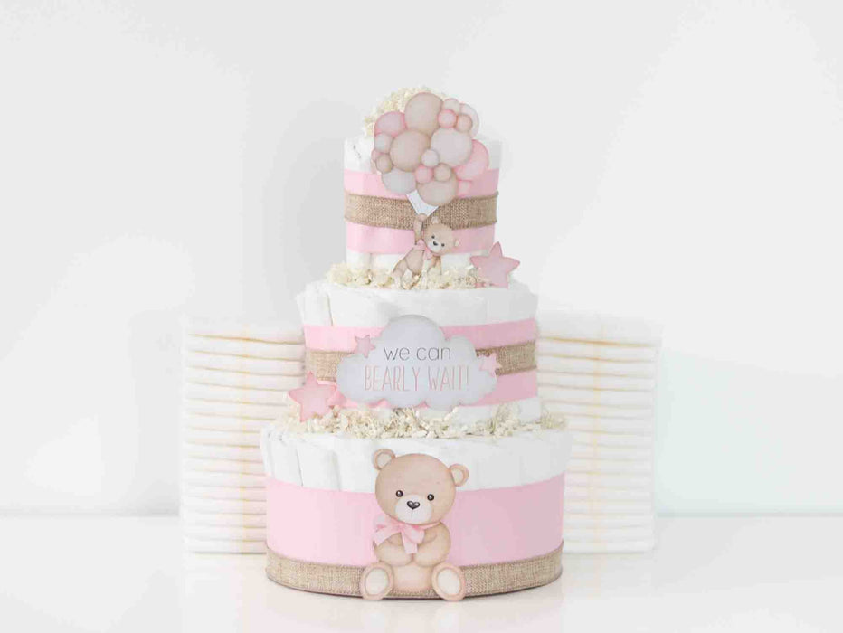 Baby Blossom Company Teddy Bear Diaper Cake Collection - Pink