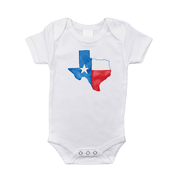 Little Hometown Texas Watercolor Baby Onesie