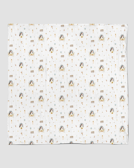 Be A Heart St. Therese of Lisieux Muslin Swaddle Baby Blanket