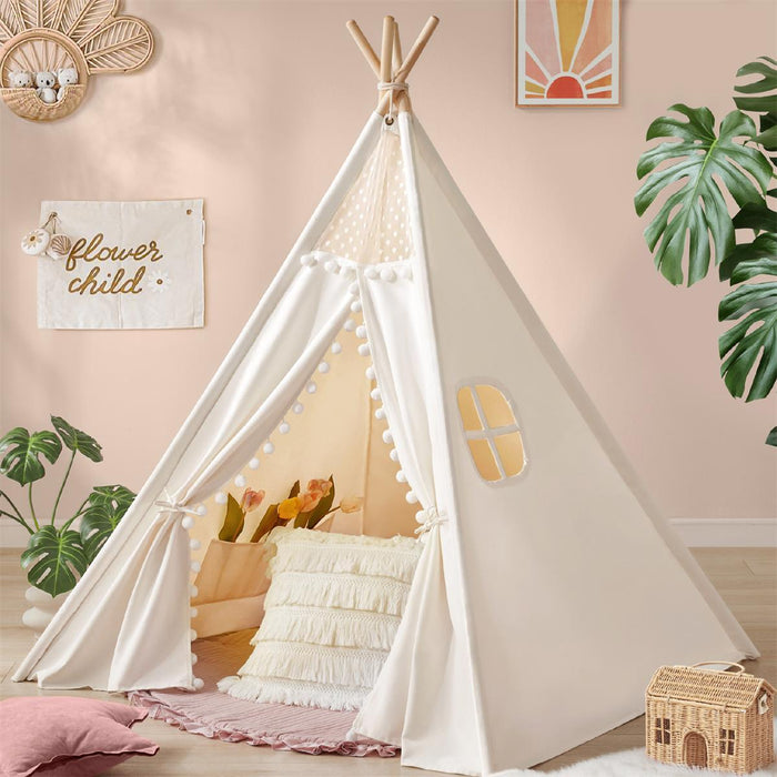 Tiny Land® Teepee Tent for Kids With Pompom Ball