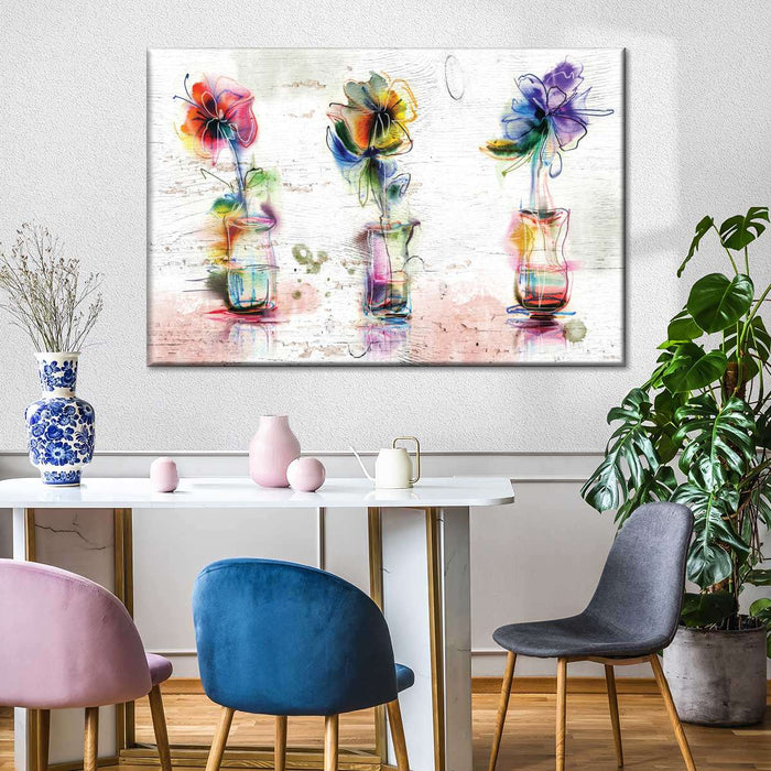 ElephantStock Rustic Colorful Flowers Wall Art