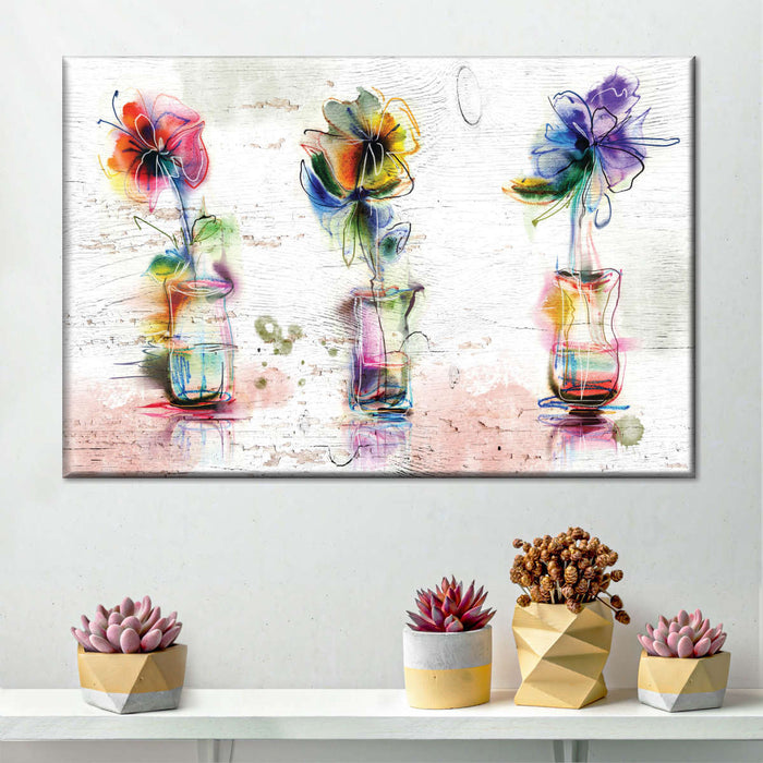 ElephantStock Rustic Colorful Flowers Wall Art