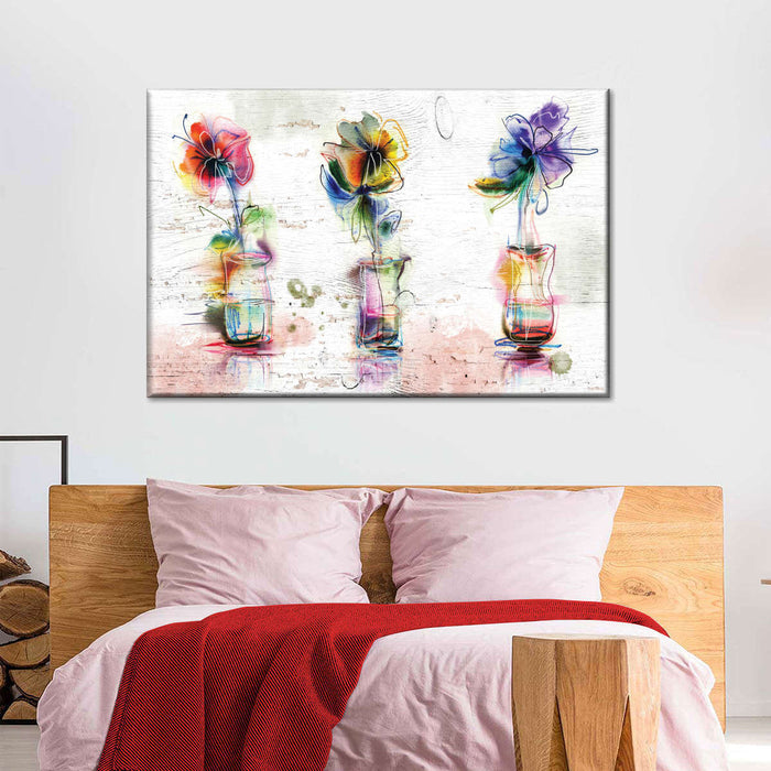 ElephantStock Rustic Colorful Flowers Wall Art