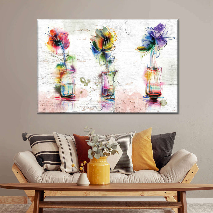 ElephantStock Rustic Colorful Flowers Wall Art