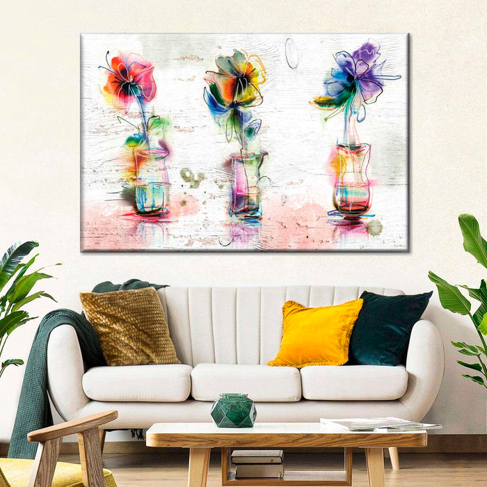 ElephantStock Rustic Colorful Flowers Wall Art