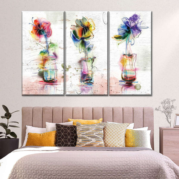 ElephantStock Rustic Colorful Flowers Wall Art