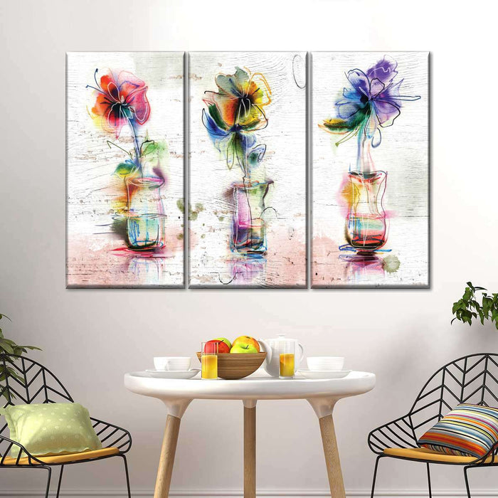 ElephantStock Rustic Colorful Flowers Wall Art