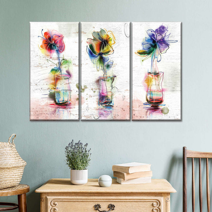 ElephantStock Rustic Colorful Flowers Wall Art