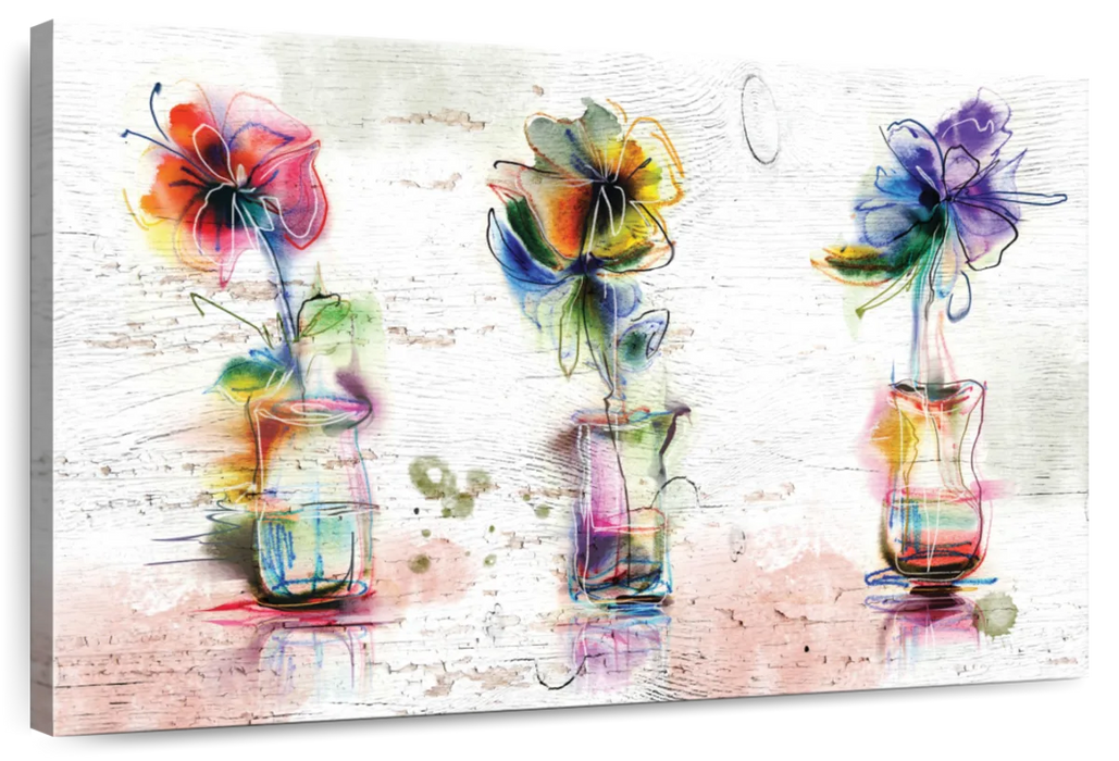 ElephantStock Rustic Colorful Flowers Wall Art