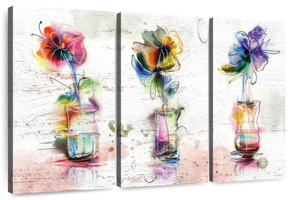 ElephantStock Rustic Colorful Flowers Wall Art