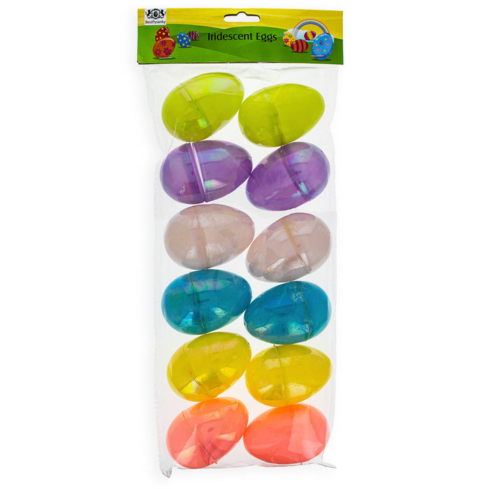 BestPysanky Rainbow Delight: Set of 12 Colorful Plastic Easter Eggs 3.05 Inches