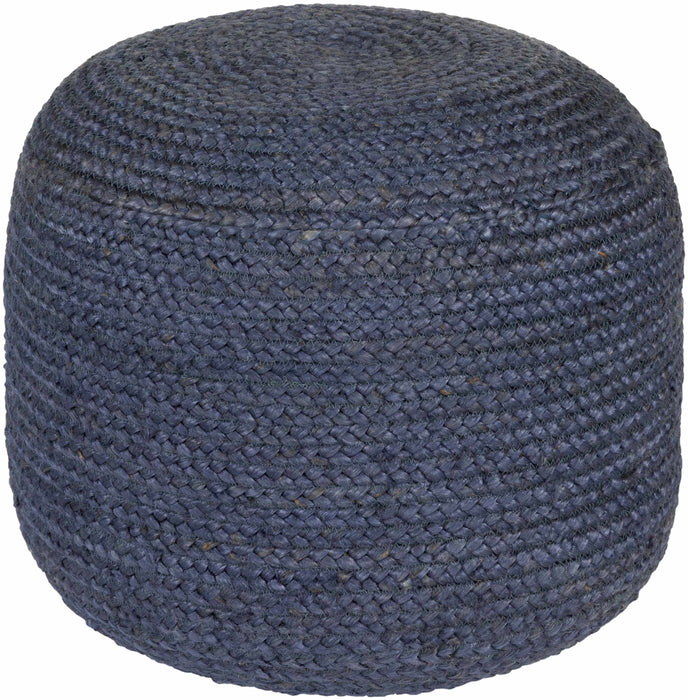 Hauteloom Kaumakani Jute Pouf in Dark Blue