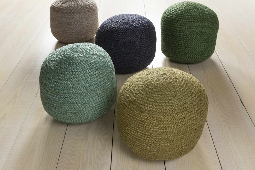 Hauteloom Kaumakani Jute Pouf in Dark Blue