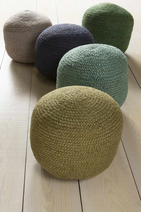 Hauteloom Kaumakani Jute Pouf in Dark Blue