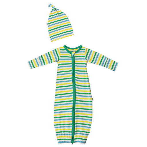 Free Birdees Tractors Stripe Newborn Gown & Knot Hat Set