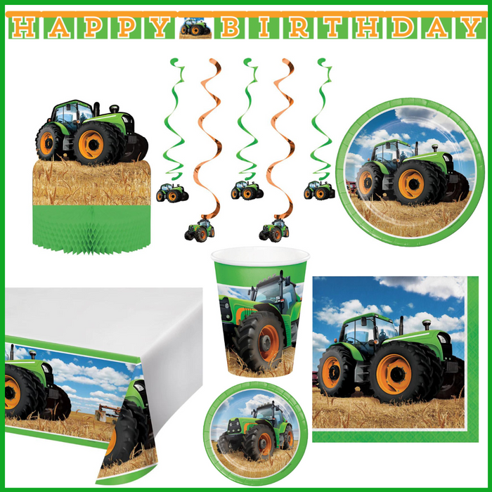 Party Decorations Tractor Time Birthday Party Kit for 8 (48 Total Items)