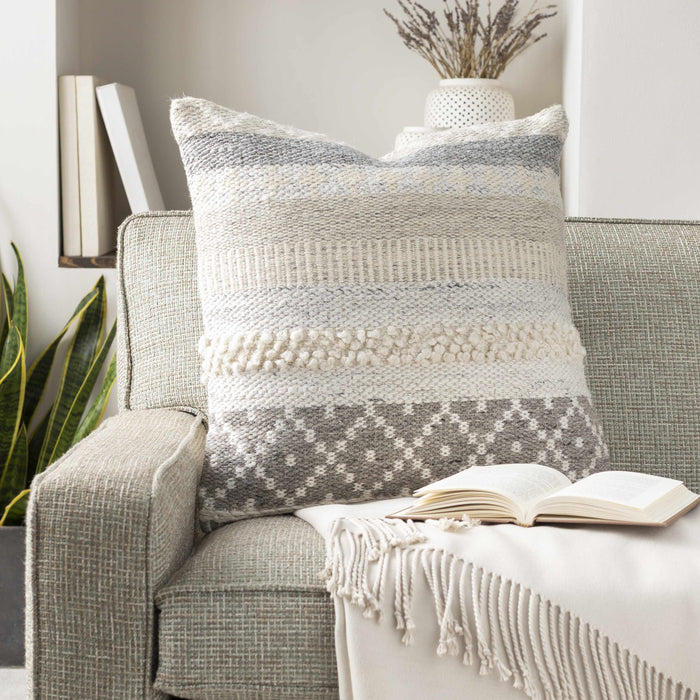 Hauteloom Truckee Neutral Textured Wool Throw Pillow