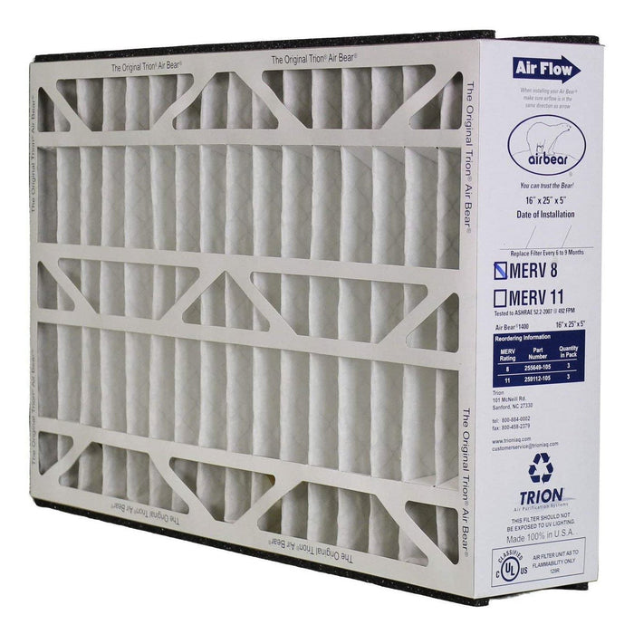 Trion 255649-105 Air Bear 16 x 25 x 5 Inch MERV 8 Air Purifier Filter (3 Pack)