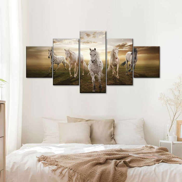 ElephantStock Dramatic White Horses Wall Art