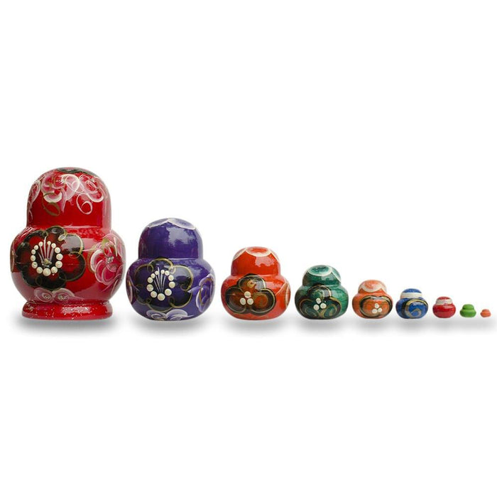 BestPysanky Set of 9 Rainbow Wooden Nesting Dolls  4.75 Inches