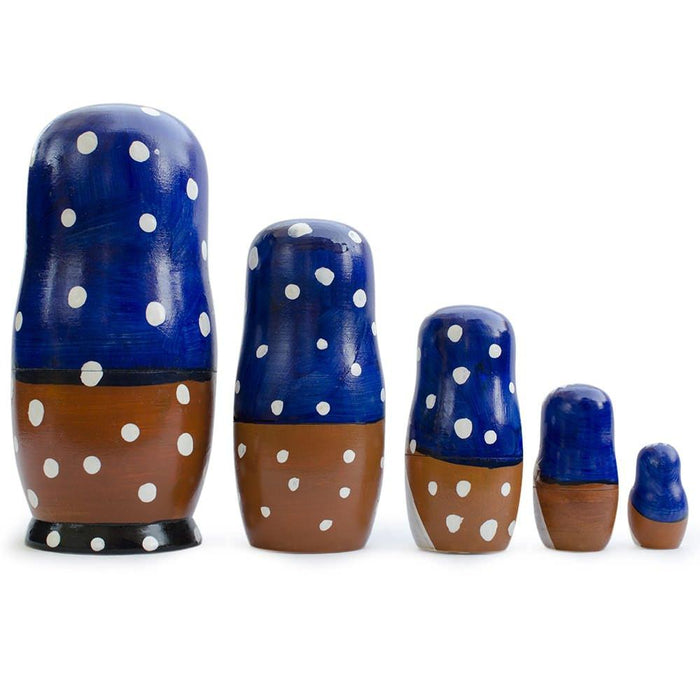 BestPysanky Set of 5 Winter Village Scene Nesting Dolls  6.5 Inches