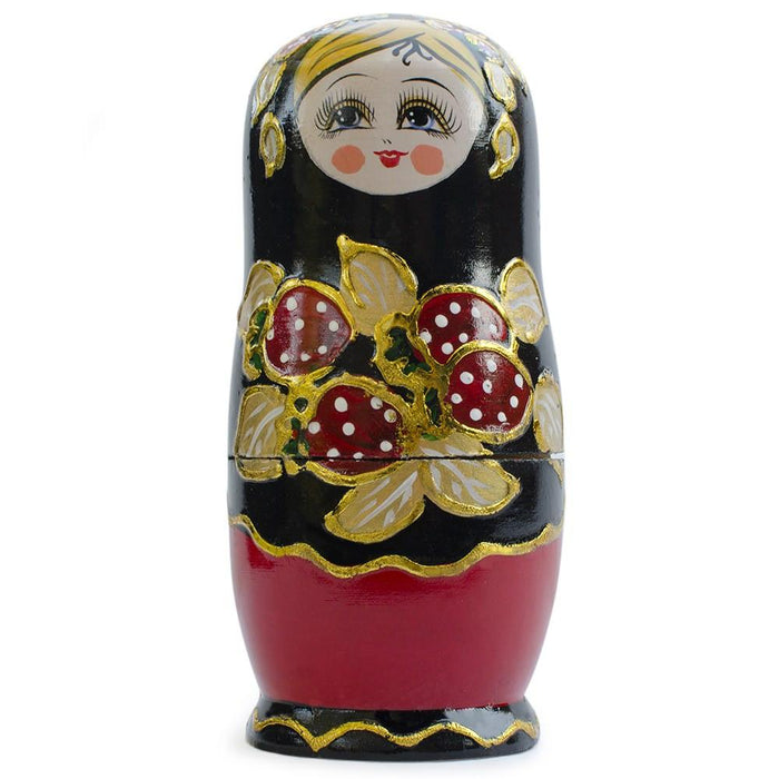 BestPysanky Set of 5 Strawberries Nesting Dolls Matryoshka 6.5 Inches