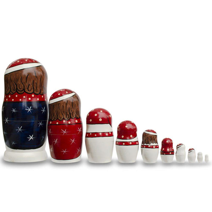 BestPysanky Set of 10 Snowmen with Christmas Tree Wooden Nesting Dolls 10.25 Inches