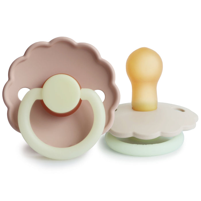 Mushie FRIGG Daisy Night Natural Rubber Pacifier 2-Pack