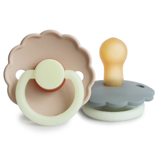 Mushie FRIGG Daisy Night Natural Rubber Pacifier 2-Pack