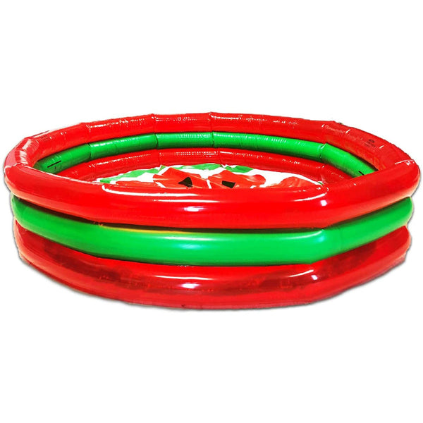 Hoovy 59 Inch 53 Gallon 3 Ring Watermelon Inflatable Kiddie Swimming Pool Set