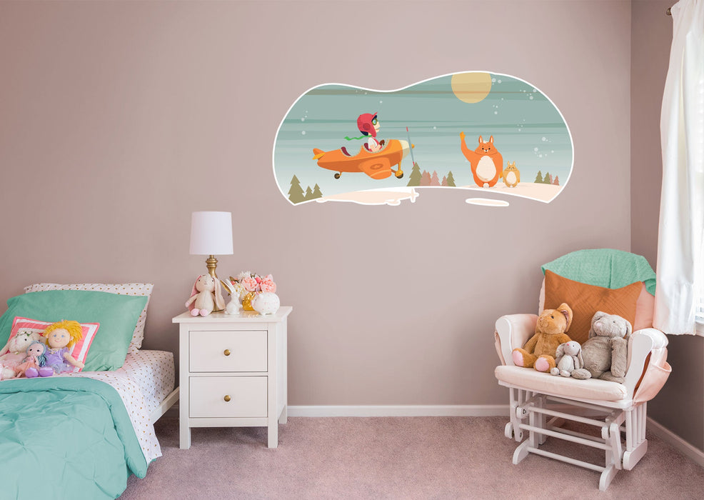 Fathead Nursery: Planes Orange Plane Mural - Removable Wall Adhesive Decal