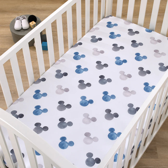 Disney Watercolor Mickey Ears Fitted Crib Sheet