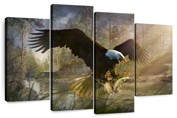 ElephantStock Bald Eagle Catching Fish Wall Art