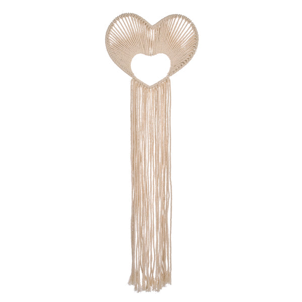 Little Love by NoJo Natural Ivory Macramé Heart Shaped Wall Décor, 18" Long