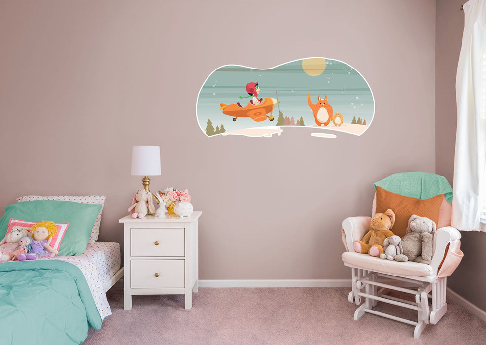 Fathead Nursery: Planes Orange Plane Mural - Removable Wall Adhesive Decal