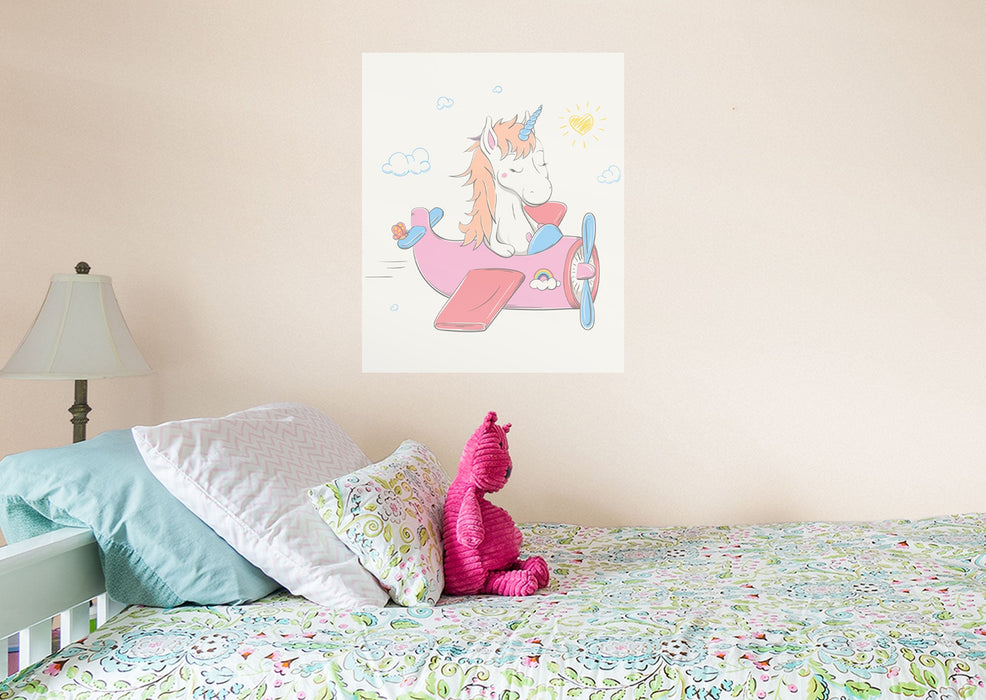 Fathead Nursery: Planes White Unicorn Mural - Removable Wall Adhesive Decal