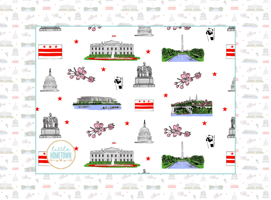 Little Hometown Washington D.C. Plush Throw Blanket 60x80