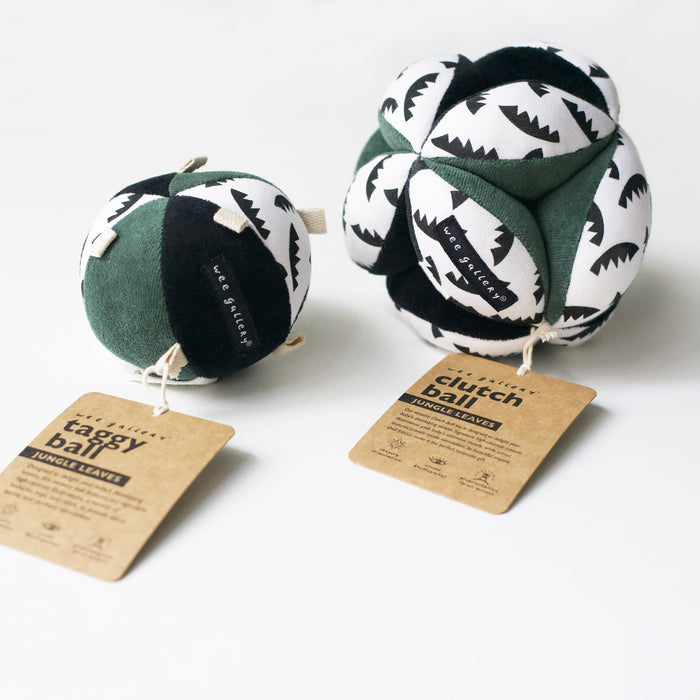 Wee Gallery Taggy Ball with Rattle - Jungle Leaves