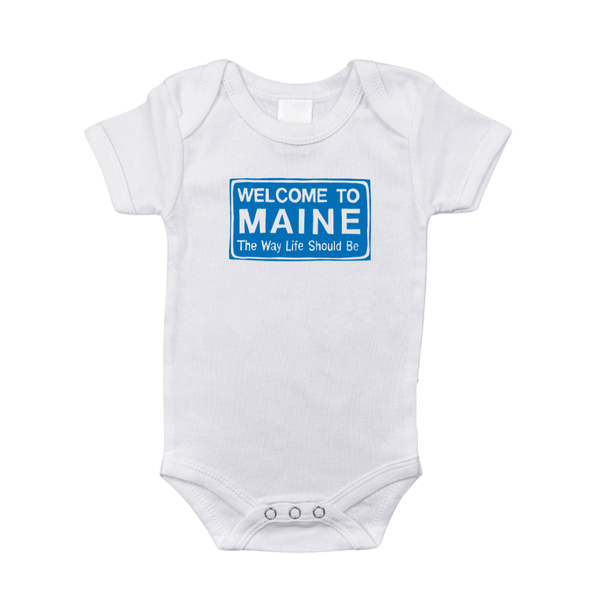 Little Hometown Welcome to Maine Baby Onesie