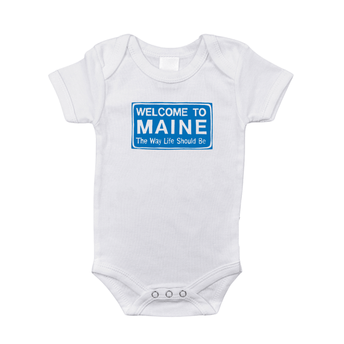 Little Hometown Welcome to Maine Baby Onesie