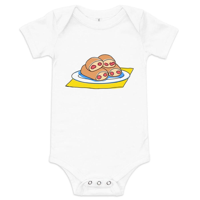 Little Hometown West Virginia Pepperoni Roll Baby short sleeve onesie