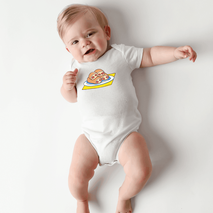 Little Hometown West Virginia Pepperoni Roll Baby short sleeve onesie