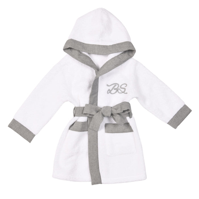 Bebe Sweeny MON BEAU TROUSSEAU | Boys White & Grey Personalised Bathrobe