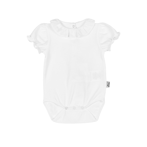 Bebe Sweeny Girls White Cotton Bodysuit with Lace Collar