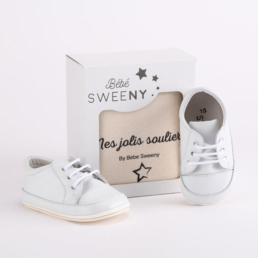 Bebe Sweeny Boys White Leather Pre-Walker Lace Shoes