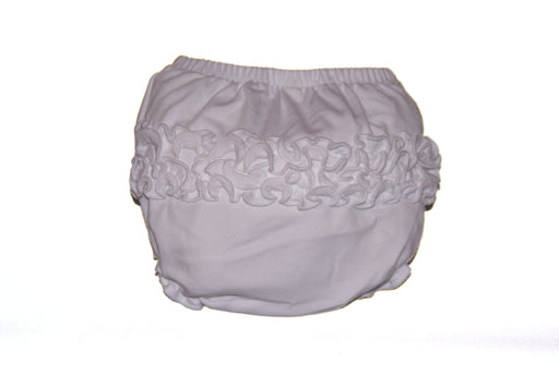 Cute as Buttons Solid White Ruffle Bloomers for Girls